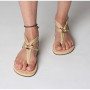Бежави връзки за сандали, цвят металик (снимка)
